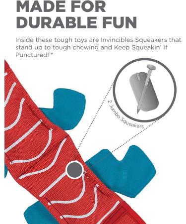Kyjen Outward Hound Fire Biterz Dog Toy - Robust Fire Hose Material 2 Squeakers Size S Red | International Shipping - Buy Online on GoSupps.com