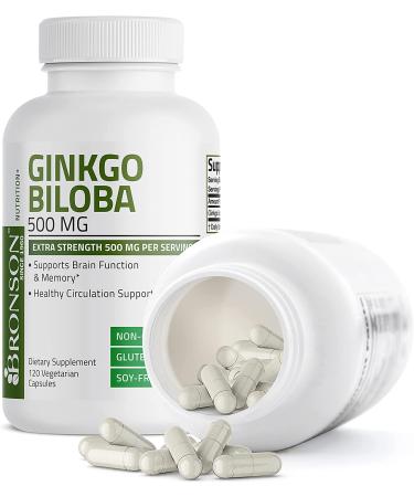 Bronson Ginkgo Biloba 500mg Extra Strength - 120 Vegetarian Capsules for Brain Function & Memory Support - Buy Online on GoSupps.com