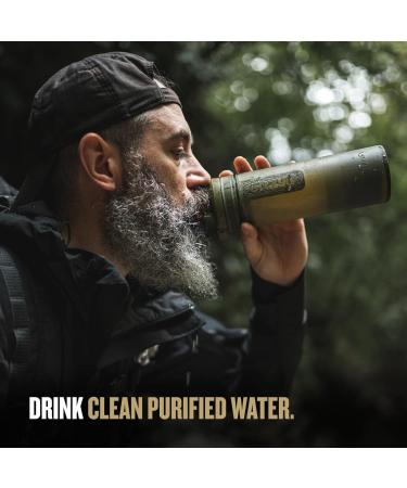 GRAYL UltraPress Water Purifier & Filter Bottle 16.9 oz - Best for Hiking Backpacking Survival & Travel (Olive Drab) - International Shipping Available - Buy Online on GoSupps.com