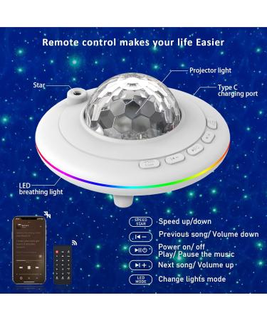 Star Projector Galaxy Light LED Night Lamp with Remote, 360 Rotating, Music Speaker, Timer - White - Buy Online on GoSupps.com