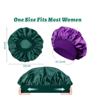 4-Piece Satin Hair Hood & Hair Ties Set | Reusable Sleep Caps for Women & Girls - Protect Hair While Sleeping | Silver Violet Pink Cyan - Buy Online on GoSupps.com
