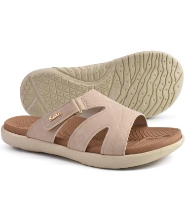 Kuailu Flip Flops for Women - Orthopedic Fashion Sandals with Arch Support | Adjustable Open Toe | Lightweight Slipproof Bath Sandals in White Beige (41 EU) - Buy Online on GoSupps.com