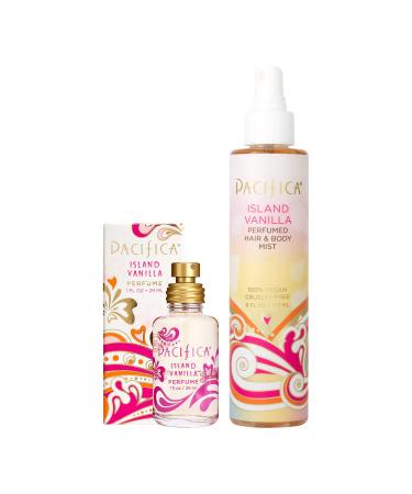 Pacifica Beauty Island Vanilla Spray Perfume and Hair & Body Mist Set Fragrances Body Fragrance Perfume Spray Gourmand Clean Perfume Paraben Free Vegan 1 fl oz and 6 fl oz (Set of 2) Island Vanilla Spray Pefume + Hair & Body Spray