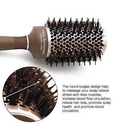 Ceramic Ion Thermal Barrel Round Brush Set - 4 Sizes Boar Bristle for Blow Drying, Styling, Curling - Brown Handle - Buy Online on GoSupps.com