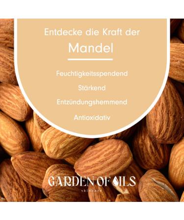 Organic Almond Oil - Garden of Oils - Cold-Pressed Pure Almond Oil from Germany (30ml) - Natural Skincare & Haircare - Buy Online on GoSupps.com