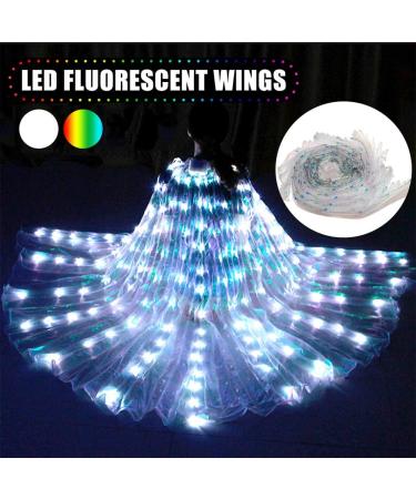 LED Isis Wings Glow Costume | Large Belly Dance Wings with Sticks | Carnival Halloween Performance Clothing (White) - Buy Online on GoSupps.com