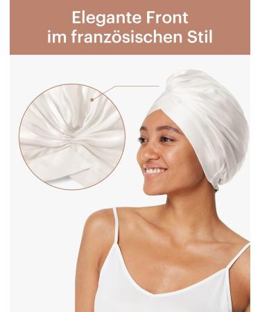 Lilysilk 100% Mulberry Silk Sleep Cap for Curly Hair - 19 Momme Bonnet for Women - Natural White Night Headgear with Elastic Band - Buy Online on GoSupps.com