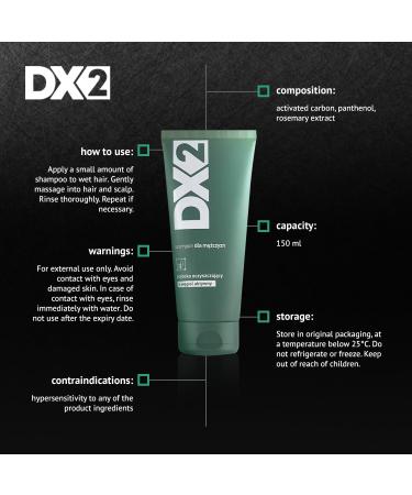 DX2 - Deep Cleansing Shampoo with Activated Carbon for Men - Removes Impurities Excess Sebum and Product Buildup - 150ml - Buy Online on GoSupps.com
