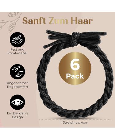 Nordstern Hair Bobbles Set of 6 - Braided Hair Bands with Secure Hold and Stylish Look - Versatile Hair Accessories for Women and Girls in Black - Buy Online on GoSupps.com