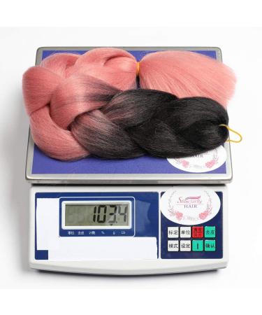 Showjarlly Kanecalon Hair Extensions - Ombre Jumbo Braid 24 inch Black/Pink - Premium Kunsthaar Braids for Stylish Looks - Buy Online on GoSupps.com