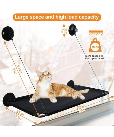 Cat Window Hammock Perch Bed for Large Cats | Upgraded Suction Cups | Black - Buy Online on GoSupps.com