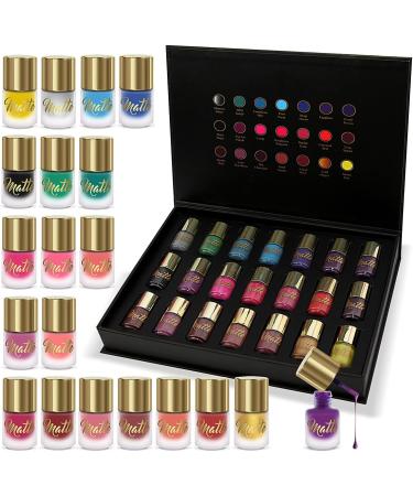 Set of 21 Matte Nail Polishes & 6 Glitter Shine Colours Display Box New - Buy Online on GoSupps.com
