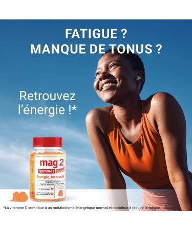 MAG 2 - BOOST gummies - Magnesium taurine vitamins B6 and C - Anti-nervousness and anti-fatigue - No added sugars - Natural mandarin flavor - Food supplement - 45 gummies - Buy Online on GoSupps.com