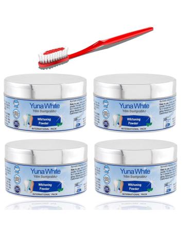YUNA White Natural Ayurvedic Tooth Powder Whitening Powder JAR Extra Freshness Helps Naturally whiten Your Teeth Bad Breath Treatment(Pack of 4) 3.53 Ounce (Pack of 1)