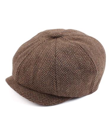 Pesaat Newsboy Caps for Toddler Boys Baby Kids Driver Cap Vintage Tweed Flat Pageboy Hats 2-5 Y 6-24 Months Coffee