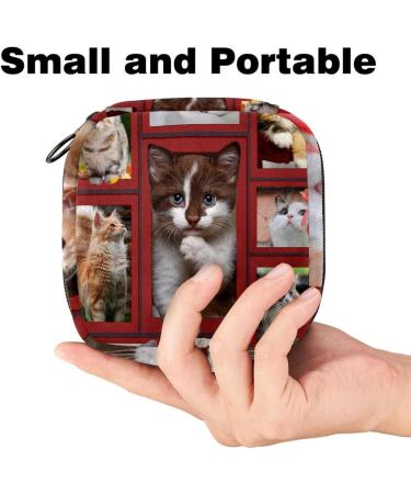 Menstruation Pad Bag with Zipper | Women's Napkin & Tampon Bag | Cute 3D Cat Design | Ideal Travel Accessory for Girls & Women - Buy Online on GoSupps.com