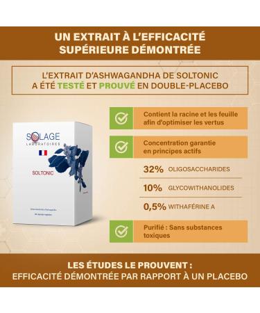 ASHWAGANDHA High Concentration Indian Ginseng Anti-Stress Against Anxiety 90 Capsules of Withania Somnifera Vegan French Laboratories SOLAGE - Buy Online on GoSupps.com