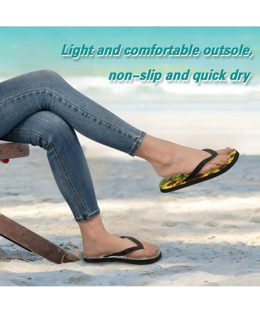 Shop Mnsruu Autumn Sunflower Wooden Board Flip Flops | Stylish & Comfortable for Home Hotel Spa & Travel | Unisex M Size - Buy Online on GoSupps.com