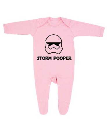 'Storm Pooper' New Born Baby Boy Girl Sleepsuit 100% Fine Combed Cotton 0-3 Months Pink