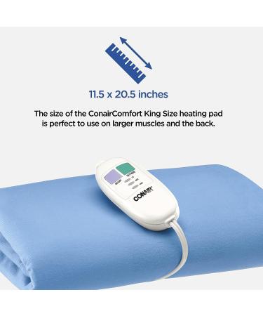 Conair Heating Pad - Moist/Dry Relief for Back, Neck, Shoulder, Menstrual Cramps - King Size 11.5 x 20.5 w/ Auto Off - Buy Online on GoSupps.com