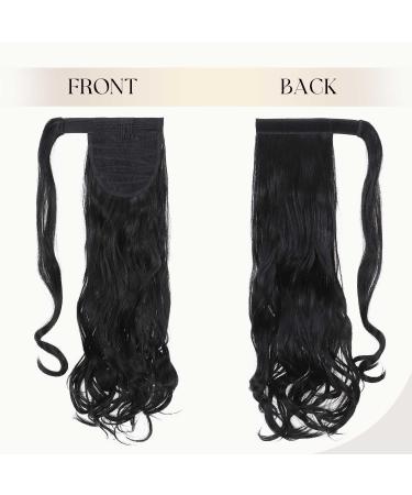 Natural Wavy Hair Clip-In Ponytail Extension - 60cm Dark Black - S-noilite - Buy Online on GoSupps.com