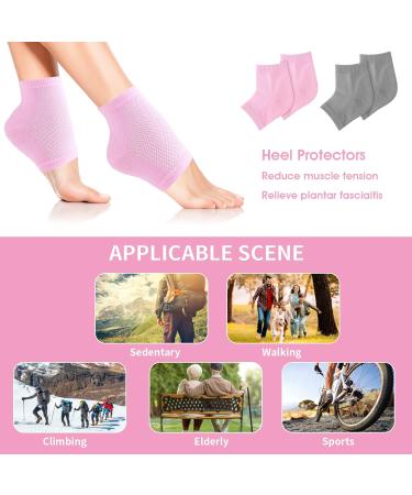 Sibba Heel Moisturizing Gel Socks 2 Pairs for Dry Cracked Skin - Breathable Cotton Foot Spa Beauty Care Set for Men and Women - Pink+Gray 4.0 - Buy Online on GoSupps.com
