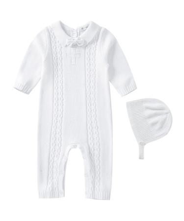 Baptism Outfits for Boys White Onesies Baby Boy Romper Linen Summer Fall Winter Christening Church Onesie Newborn Coming Home Jumpsuit 0-18 Months 3-6 Months White-301