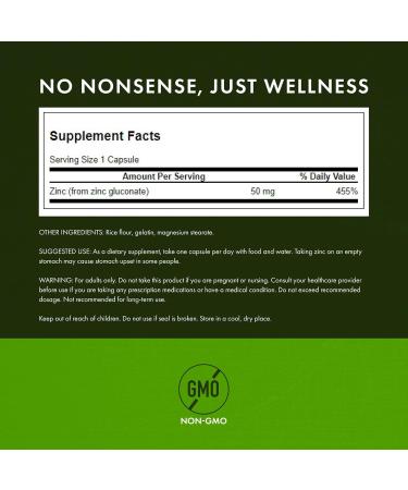 Swanson Zinc Gluconate - Mineral Supplement Promoting Prostate Health, Vision Health, & Immune Support - Gluconate Form for Optimal Absorption - (250 Capsules, 50mg Each) (2 Pack) - Buy Online on GoSupps.com
