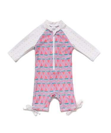 Bonverano Baby Girls UPF 50+ UV Protection One Pieces Sunsuit with Sun Cap(Watermelon 3-6Months) 3 Months Watermelon