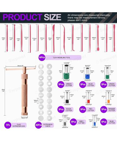 Swpeet 122Pcs Rose Gold Clay Extruder Gun and Fondant Cake Mold Set for DIY Craft and Cake Decorating Polymer Clay Cutters Kit with Cookie Plunger Cutter Tool - Buy Online on GoSupps.com