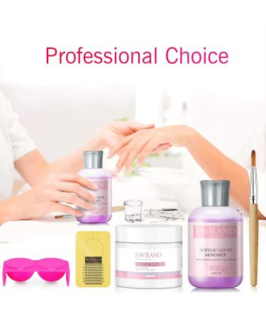 Saviland Acrylic Nail Set - Complete Starter Kit with 142g Monomer 120g Transparent Powder & Brush - MMA-Free Professional Quality - Buy Online on GoSupps.com