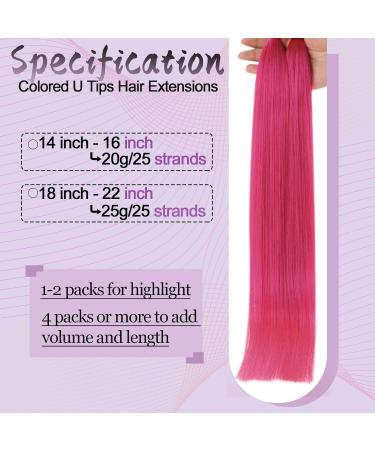 Runature Pink Hair Extensions - 40cm U Tip Real Remy Hair 16 Inch 25 Strands 20g Hot Pink - Buy Online on GoSupps.com