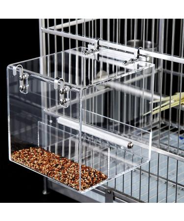 Acrylic Bird Feeder for Cage - Automatic Seed Container & Water/Food Holder - No Mess Solution for Parrot Parakeets - 6.4 x 6.4 - Buy Online on GoSupps.com
