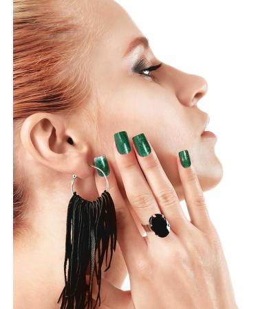 EBANKU Dark Green Glitter Gradient Gel Nail Strips - 20Pcs Waterproof Long-Lasting Real Gel Polish with Nail File | UV/LED Lamp Required - Buy Online on GoSupps.com