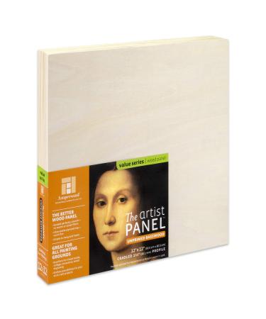Ampersand Art Supply UPWP151212 Unprimed Basswood Artist Panel 1-1/2 Cradled Profile  12x12 12x12 1-1/2 Cradled