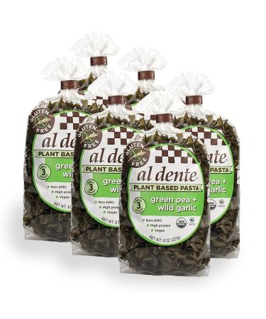 Al Dente Plant Based Pasta Green Pea + Wild Garlic, 8 Ounce (Pack of 6)