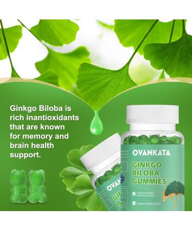 Ovankata Ginkgo Biloba Gummies - Organic Brain Boost Supplement for Blood Circulation, Mood & Focus - Vegan Non-GMO - 60 Count - Buy Online on GoSupps.com