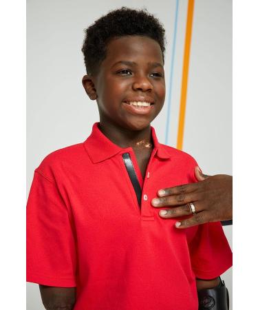 French Toast Kids' Adaptive Short Sleeve Polo Shirt - Medium Light Blue - Buy Online on GoSupps.com