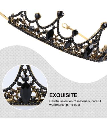 Lurrose Baroque Black Rhinestone Queen Crown - Wedding Bridal Tiara for Women - Buy Online on GoSupps.com