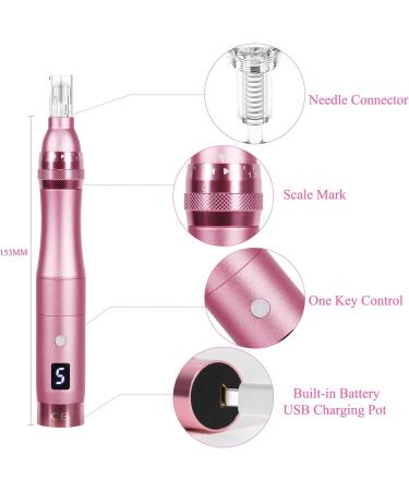 PELCAS 2 in 1 Microneedling Pen Derma Pen with 2 LED Colors & 6 Speeds Dermapen LCD Display with 24 Replacement Cartridges Rechargeable Cordless 0-2 mm Adjustable for Skin Care - Buy Online on GoSupps.com