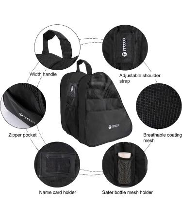 Getfitsoo Roller Skate Bag | Ice Skates Bag | Breathable 3-Layer Inline Skate Bag with Adjustable Shoulder Strap and Zipper Pocket - Black - Buy Online on GoSupps.com
