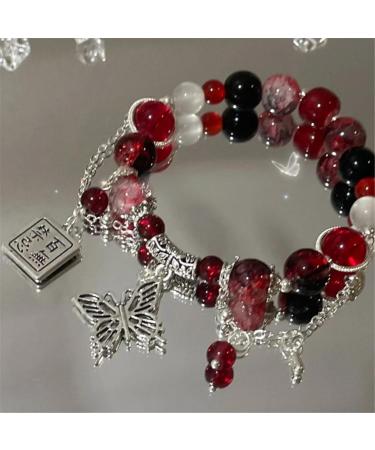 Vsilay Lianxue Colorful Beaded Butterfly Pendant Bracelet - Chinese Style Hand Jewelry for Women & Girls - Buy Online on GoSupps.com