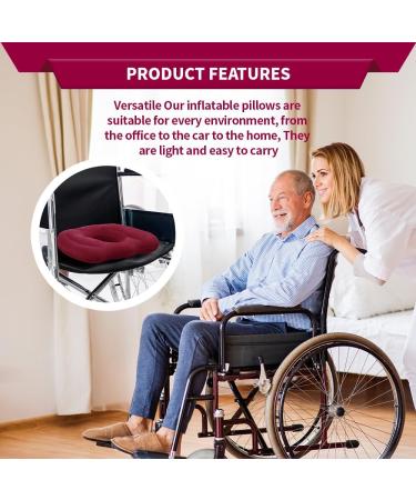 Inflatable Donut Pillow Adjustable Butt Cushion Seat for Long Sitting to Helps Relieve Pressure from Hemorrhoid Treatment Tailbone Pain Coccyx Pain Sciatica Postpartum (Pink) (deep red) - Buy Online on GoSupps.com