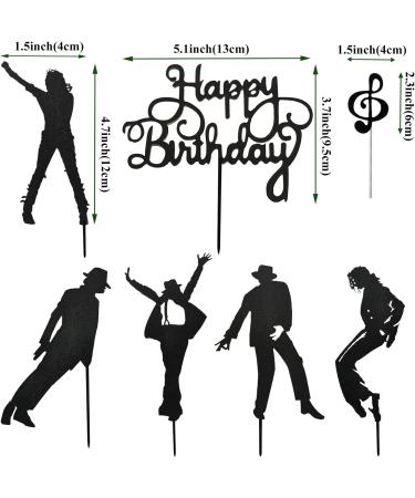 BOMJJOR 12pcs Birthday Cake Toppers Music Notes Michael MJ Cupcake Toppers for Music Themed Party Decorations Glitter Musical Symbols Cupcake Picks Black - Buy Online on GoSupps.com