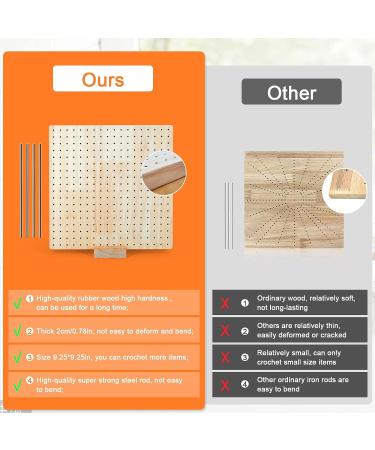 9.25 Rubber Wooden Crochet Blocking Board with 20 Steel Pins - Ideal for Knitting, Crochet, and Granny Squares Projects - Buy Online on GoSupps.com