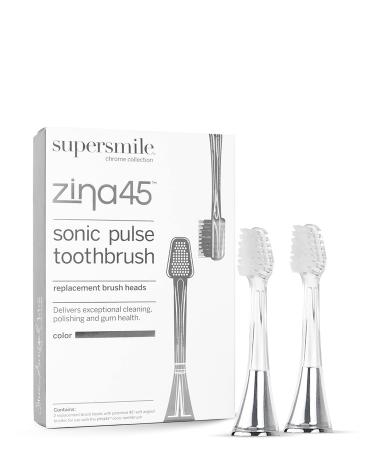 Supersmile Zina45 Replacement Brush Heads for Sonic Pulse Toothbrush Silver