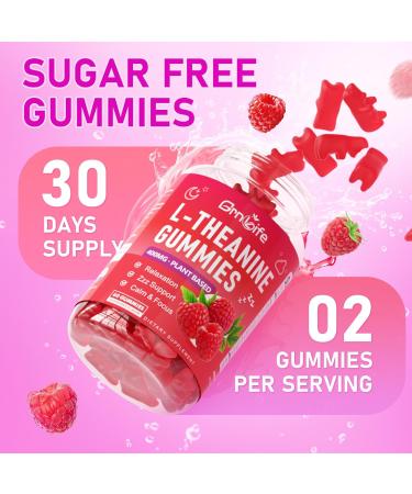 L-Theanine Gummies for Kids & Adults L'Theanine 400mg with Ashwagandha GABA 5HTP L Theanine Supplement for Calm Zzz & Relaxation Support Raspberry Flavor 60 Counts 60 Count (Pack of 1) - Buy Online on GoSupps.com