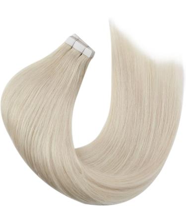 Moresoo Platinum Blonde Tape in Hair Extensions 14 Inch 20Pcs 30g #60 - Real Human Remy Hair, Thick and Seamless Tape in Extensions - Buy Online on GoSupps.com