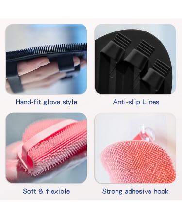 ManmiHealth Silicone Back Scrubber & Shower Brush Set - Super-Exfoliating Body Scrubber with Free Hook - Black (2 PCS) - Buy Online on GoSupps.com