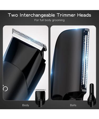 YIRISO Body Hair Trimmer for Men - Electric Ball Shaver with 2 Interchangeable Heads | Waterproof Male Grooming Razor for Pubic Hair and Groin Shaving | Men's Gift - Buy Online on GoSupps.com